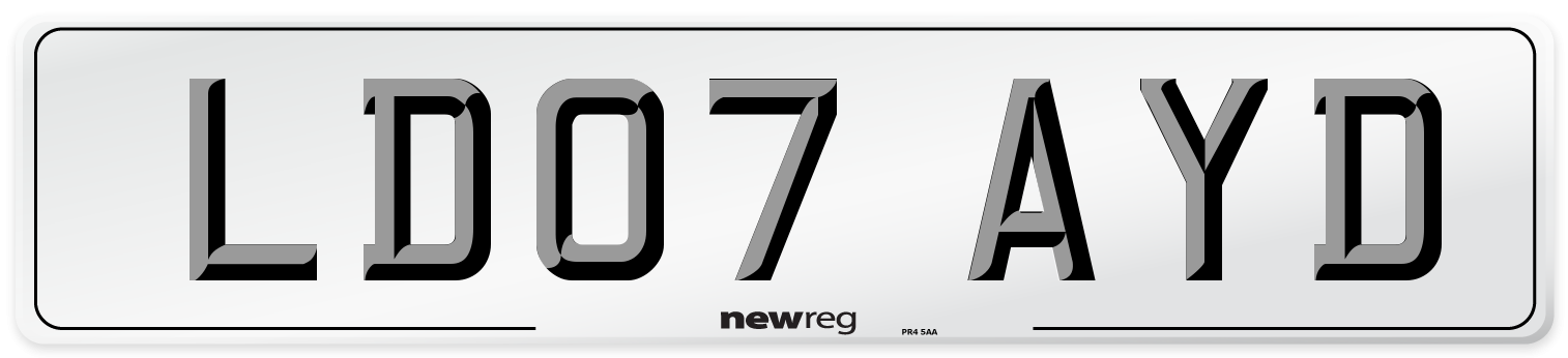 LD07 AYD Number Plate from New Reg